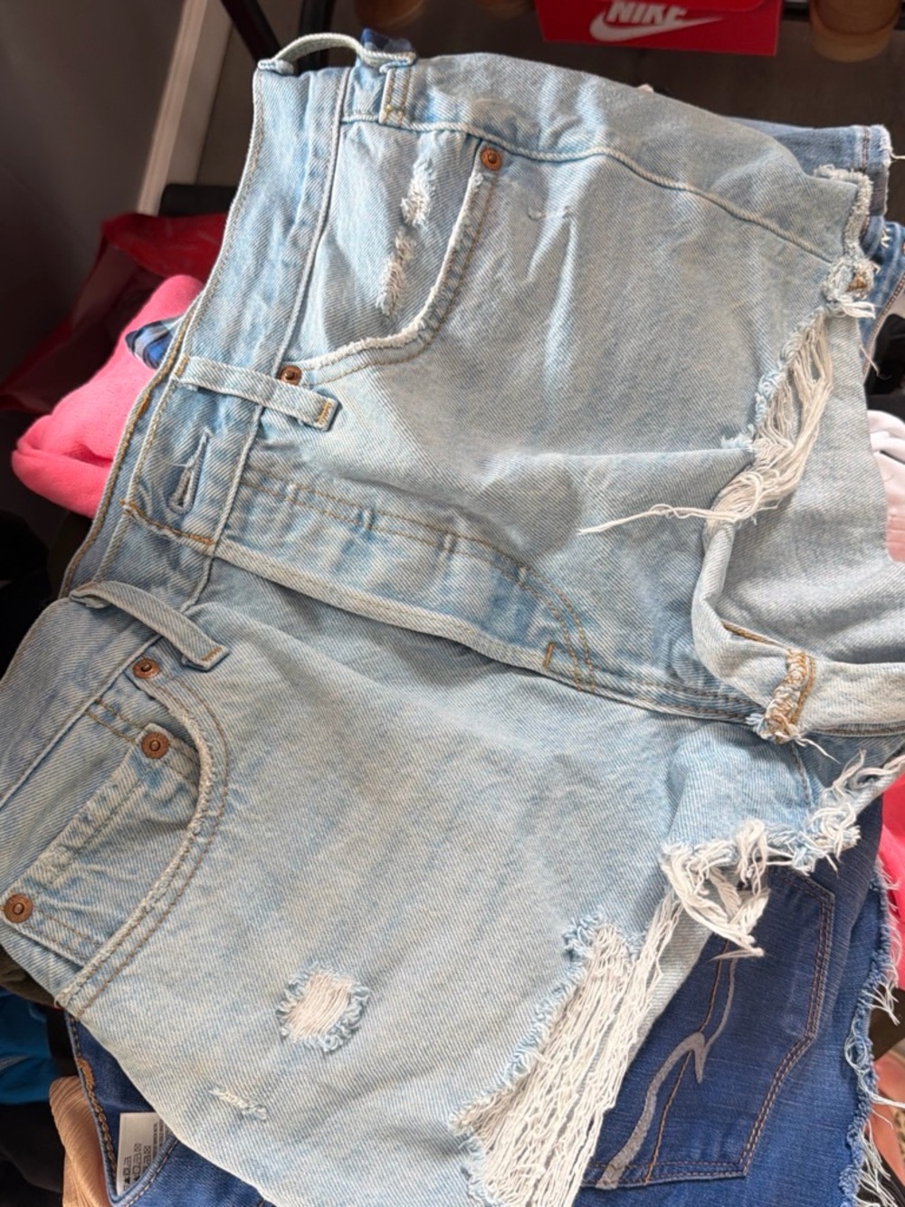 Light Wash Distressed Women's Denim Shorts